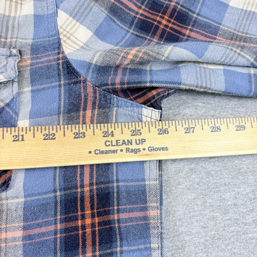 Roebuck & Co Flannel Shirt Mens XXL Blue Plaid Western Pearl Snap Cotton Rodeo - Picture 3 of 7